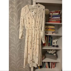 NWT Vero Moda printed long-sleeve midi dress.